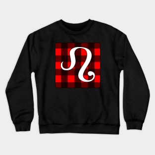 Leo Zodiac Horoscope Buffalo Plaid Square Monogram Crewneck Sweatshirt